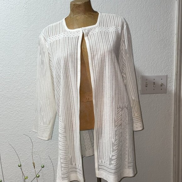 NWT $265 White Heritage Fit Sweater MING WANG XL - Picture 1 of 6